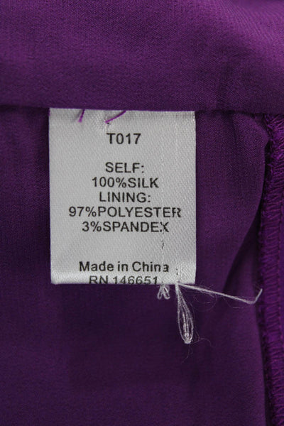 Misha Nonoo Women Cropped Silk V-Neck Tank Purple Size 2