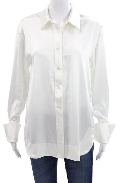 Ser.O.Ya Womens Basic Collared Button-Up Blouse White Long Sleeve Size XS