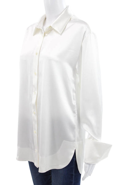 Ser.O.Ya Womens Basic Collared Button-Up Blouse White Long Sleeve Size XS