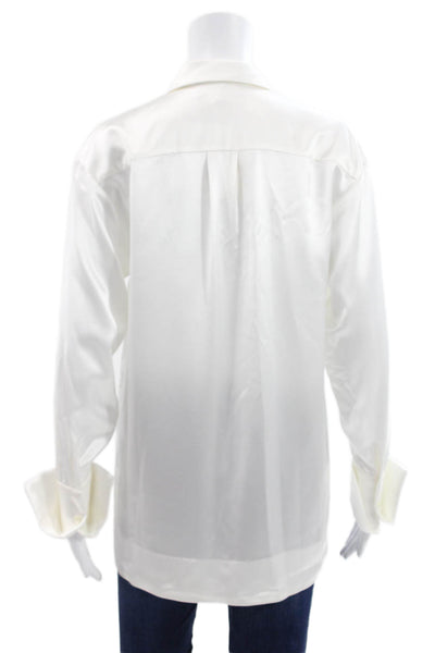 Ser.O.Ya Womens Basic Collared Button-Up Blouse White Long Sleeve Size XS