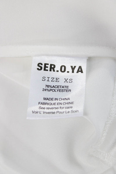 Ser.O.Ya Womens Basic Collared Button-Up Blouse White Long Sleeve Size XS
