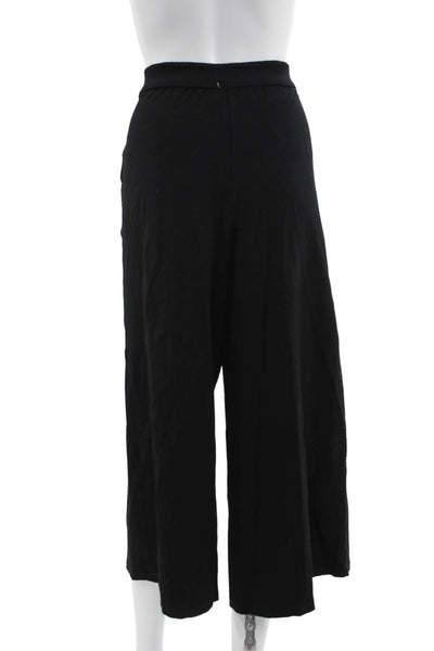 Eileen Fisher Women Cropped Black Viscose Pants Button Closure Size 10