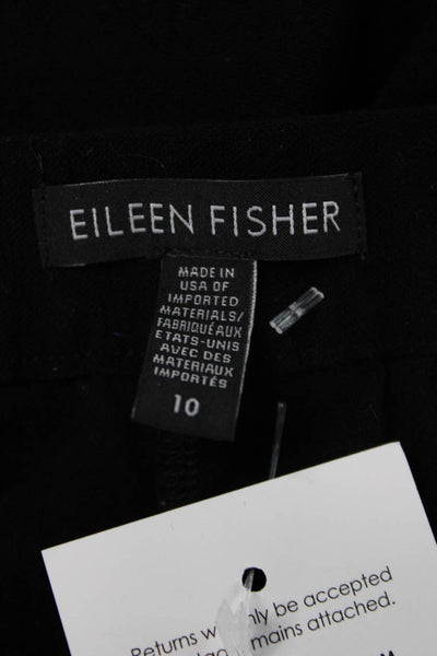 Eileen Fisher Women Cropped Black Viscose Pants Button Closure Size 10