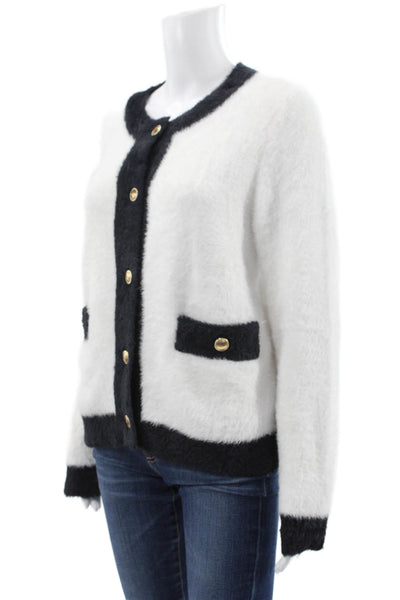 Design History Womens Cardigan White Nylon Long Sleeve Size M