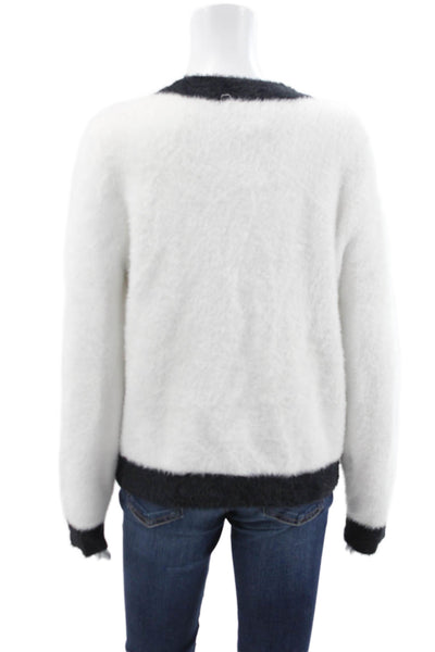 Design History Womens Cardigan White Nylon Long Sleeve Size M