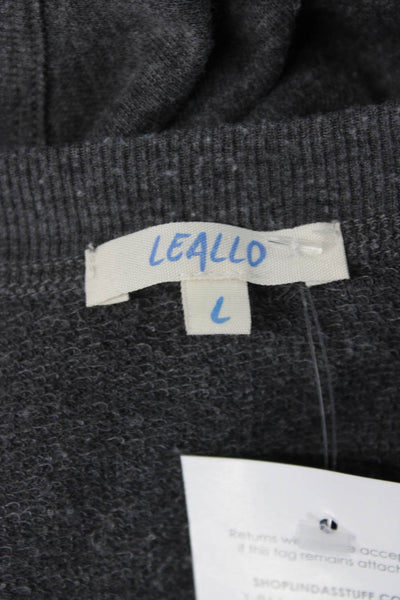Leallo Womens Basic T-Shirt Gray Long Sleeve Scoop Neck Size L
