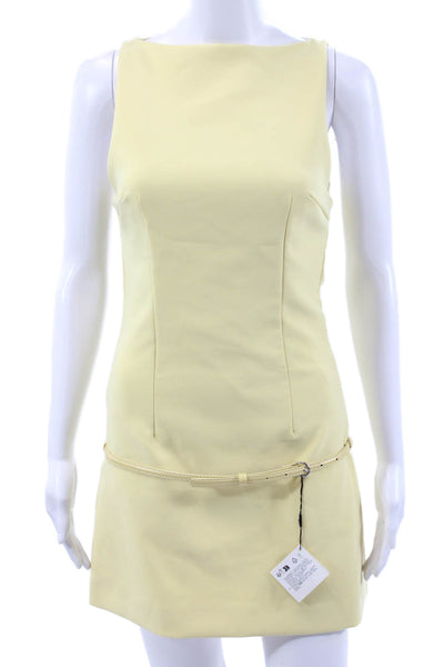 Zara Women Sheath Dress Yellow Boat Neck Sleeveless Short Polyester Size S