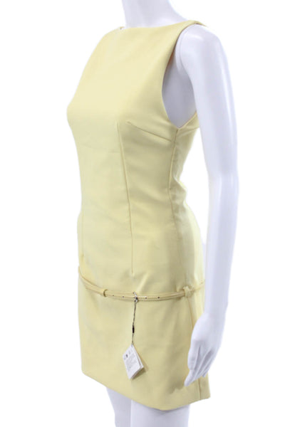 Zara Women Sheath Dress Yellow Boat Neck Sleeveless Short Polyester Size S