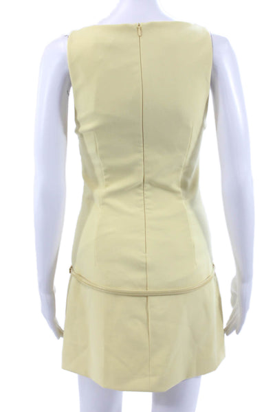 Zara Women Sheath Dress Yellow Boat Neck Sleeveless Short Polyester Size S
