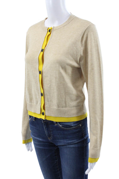 Zara Women Cardigan Beige Long Sleeve Round Neck Polyester Size S