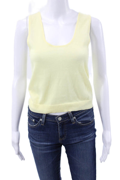 Zara Womens Basic Sleeveless Tank Yellow Scoop Neck Cotton Size S