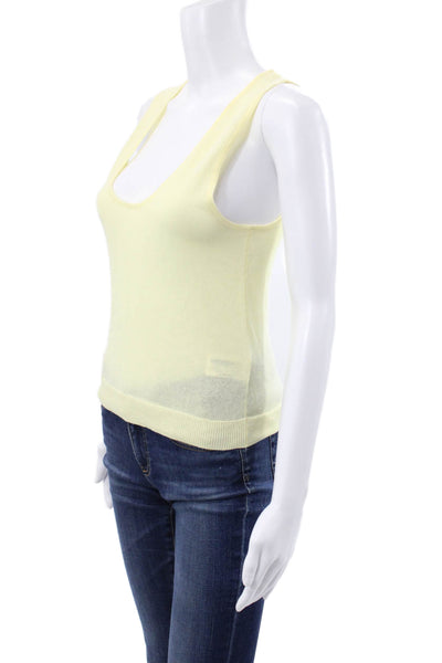 Zara Womens Basic Sleeveless Tank Yellow Scoop Neck Cotton Size S