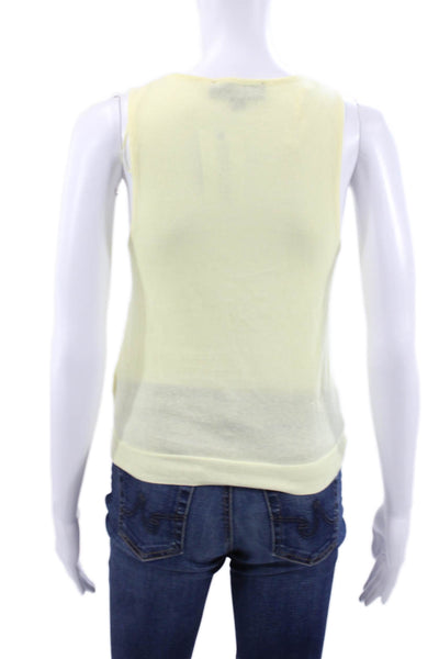 Zara Womens Basic Sleeveless Tank Yellow Scoop Neck Cotton Size S
