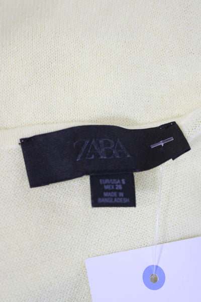 Zara Womens Basic Sleeveless Tank Yellow Scoop Neck Cotton Size S