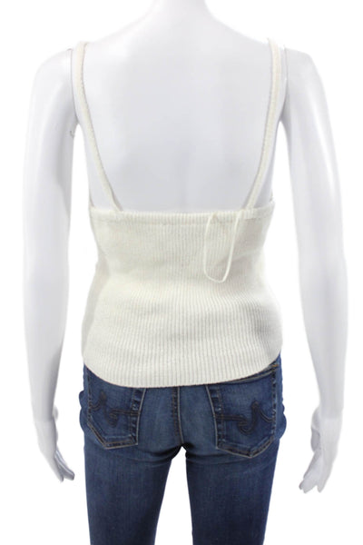 Zara Women V-Neck Ivory Viscose Camisole Sleeveless Solid Size M