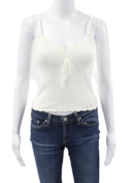 Wilfred Womens V Neck Geometric Viscose Tank Top White Size M
