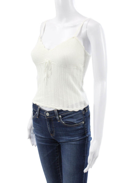 Wilfred Womens V Neck Geometric Viscose Tank Top White Size M