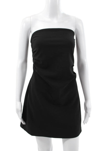 Zara Women Sheath Black Strapless Zip Polyester Dress Size M
