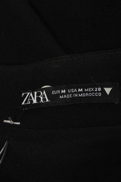 Zara Women Sheath Black Strapless Zip Polyester Dress Size M