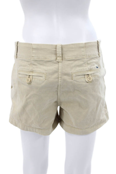 Vineyard Vines Womens Chino Shorts Beige Cotton Spandex Button Size 2