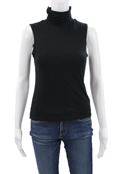 Theory Women Basic Turtleneck Tank Black Sleeveless Size PS