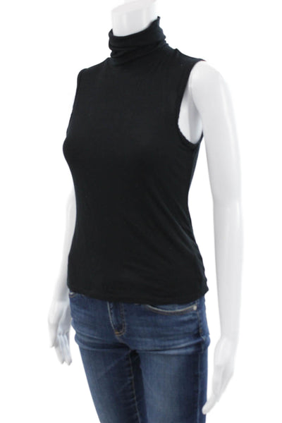 Theory Women Basic Turtleneck Tank Black Sleeveless Size PS