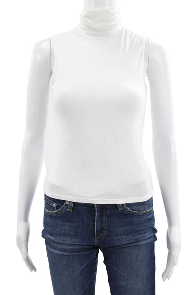 Theory Womens Sleeveless Turtleneck Tank Viscose White Size PP