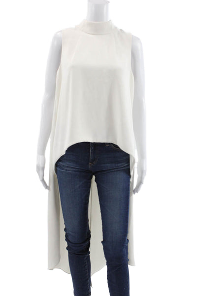 Sachin & Babi Women White Sleeveless Mock Neck Tunic Polyester Size 10