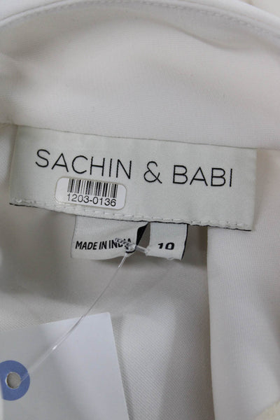 Sachin & Babi Women White Sleeveless Mock Neck Tunic Polyester Size 10