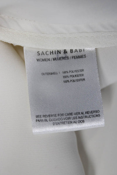 Sachin & Babi Women White Sleeveless Mock Neck Tunic Polyester Size 10