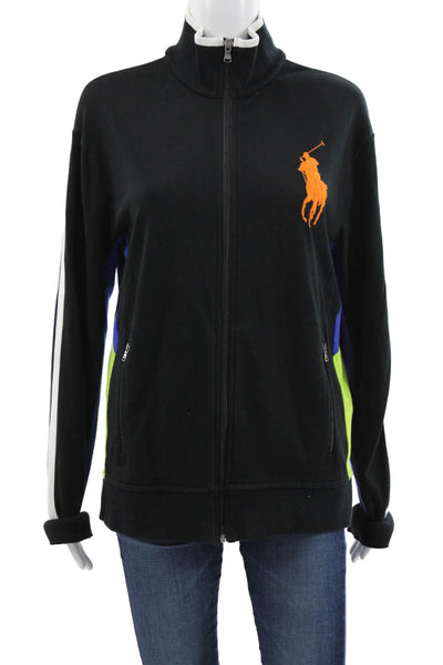 Polo Ralph Lauren Unisex Adults Black Colorblock Zip Track Jacket Size M
