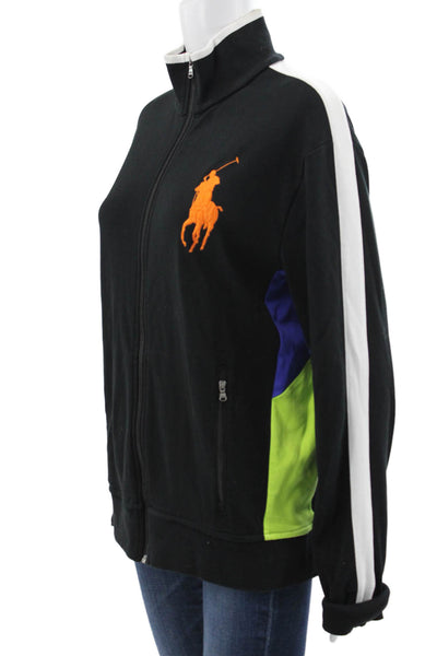 Polo Ralph Lauren Unisex Adults Black Colorblock Zip Track Jacket Size M