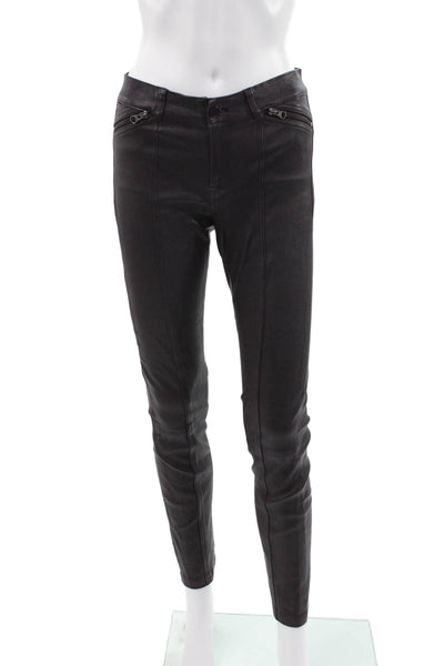 Vince Women Dress Pants Black Leather Button Closure 28in Size 2
