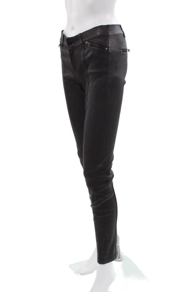 Vince Women Dress Pants Black Leather Button Closure 28in Size 2