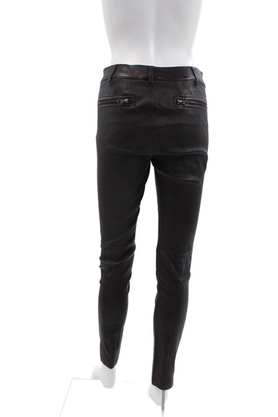 Vince Women Dress Pants Black Leather Button Closure 28in Size 2