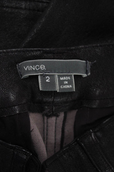 Vince Women Dress Pants Black Leather Button Closure 28in Size 2