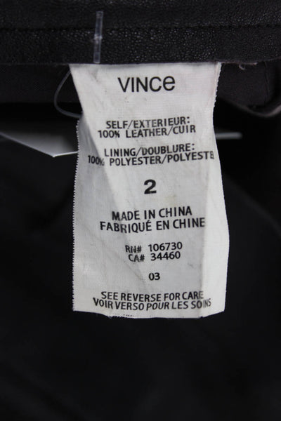 Vince Women Dress Pants Black Leather Button Closure 28in Size 2