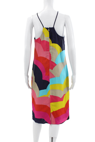 Trina Turk Women Shift Dress Halter Geometric Multicolor Rayon Mid-Calf Size 6