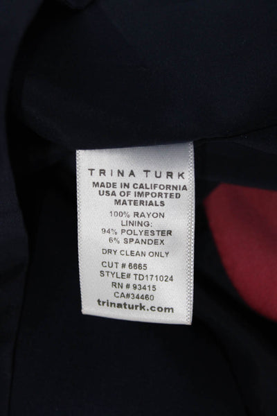 Trina Turk Women Shift Dress Halter Geometric Multicolor Rayon Mid-Calf Size 6