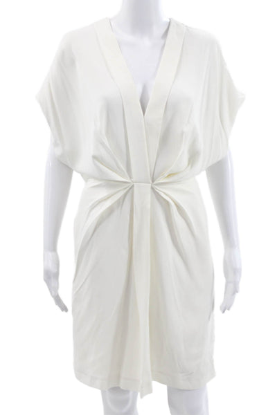 Banana Republic Womens Wrap Dress Short Sleeve V-Neck White Rayon Size 4