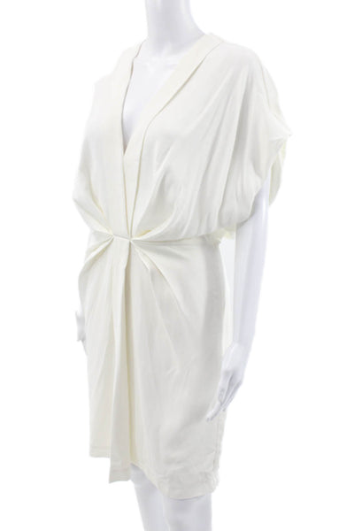 Banana Republic Womens Wrap Dress Short Sleeve V-Neck White Rayon Size 4