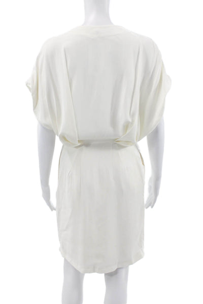 Banana Republic Womens Wrap Dress Short Sleeve V-Neck White Rayon Size 4