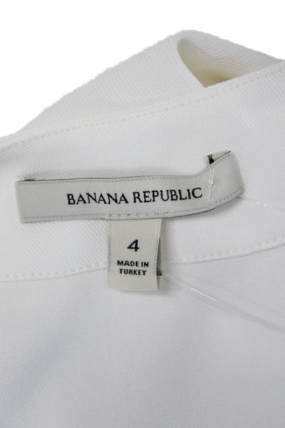 Banana Republic Womens Wrap Dress Short Sleeve V-Neck White Rayon Size 4