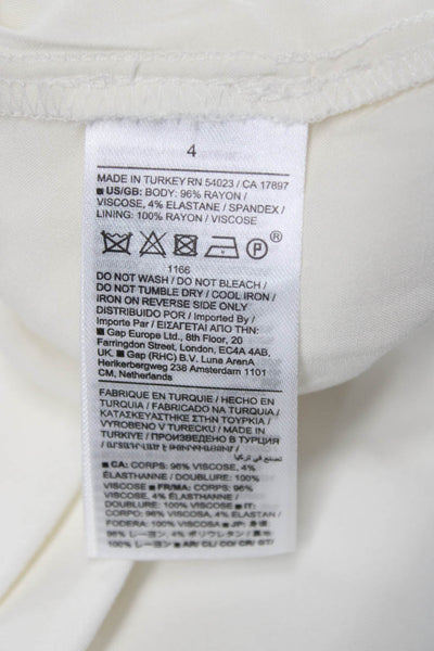 Banana Republic Womens Wrap Dress Short Sleeve V-Neck White Rayon Size 4