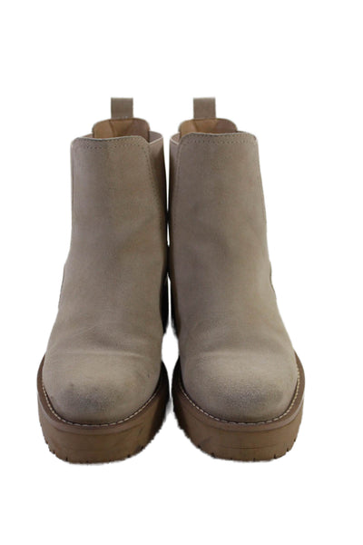 Sam Edelman Womens Slip On Block Heel Platform Ankle Booties Brown Suede Size 6