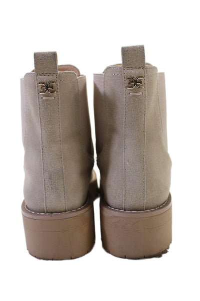 Sam Edelman Womens Slip On Block Heel Platform Ankle Booties Brown Suede Size 6