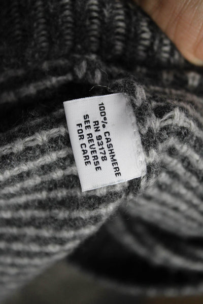 The Cashmere Project Women Gray Cashmere Striped Mock Neck Pullover Size XS