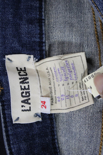 L'Agence Women Skinny High Rise Blue Cotton Jeans Button Fly Size 24