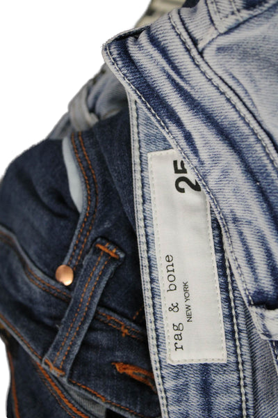 Rag & Bone Women Skinny Jeans Blue Cotton Mid Rise 24 Inseam Size 25