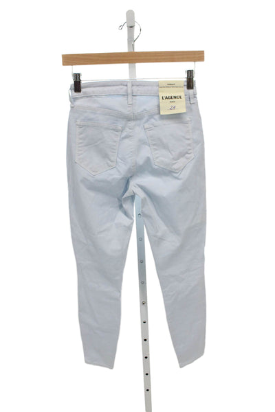 L'Agence Women Skinny Jeans Blue Cotton Blend Button Fly Size 24